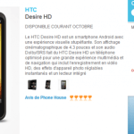 Le HTC Desire HD visible sur le site officiel The Phone House !