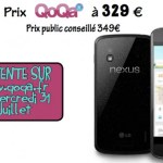 Qoqa propose le Nexus 4 16 Go à 329 euros le 31 juillet