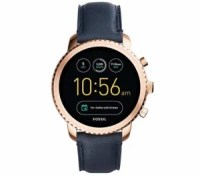 FOSSIL Montre connectée Explorist : Smartwatch homme étanche en cuir bleu marine