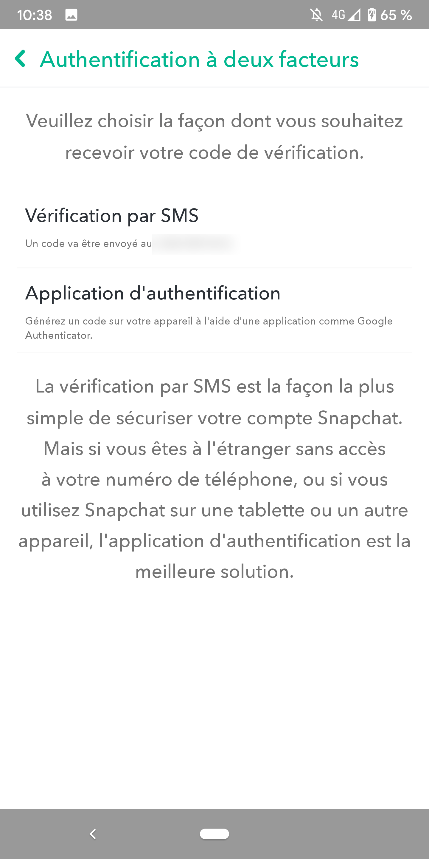 Snapchat double authentification 2