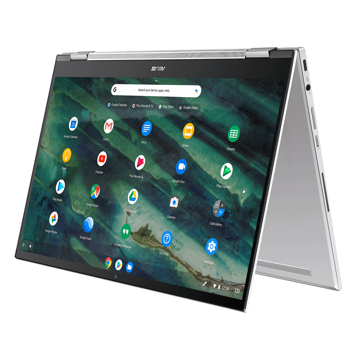 Chromebook Flip_C436_Aerogel White_Tent mode