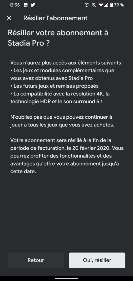 Résilier Stadia Pro 4