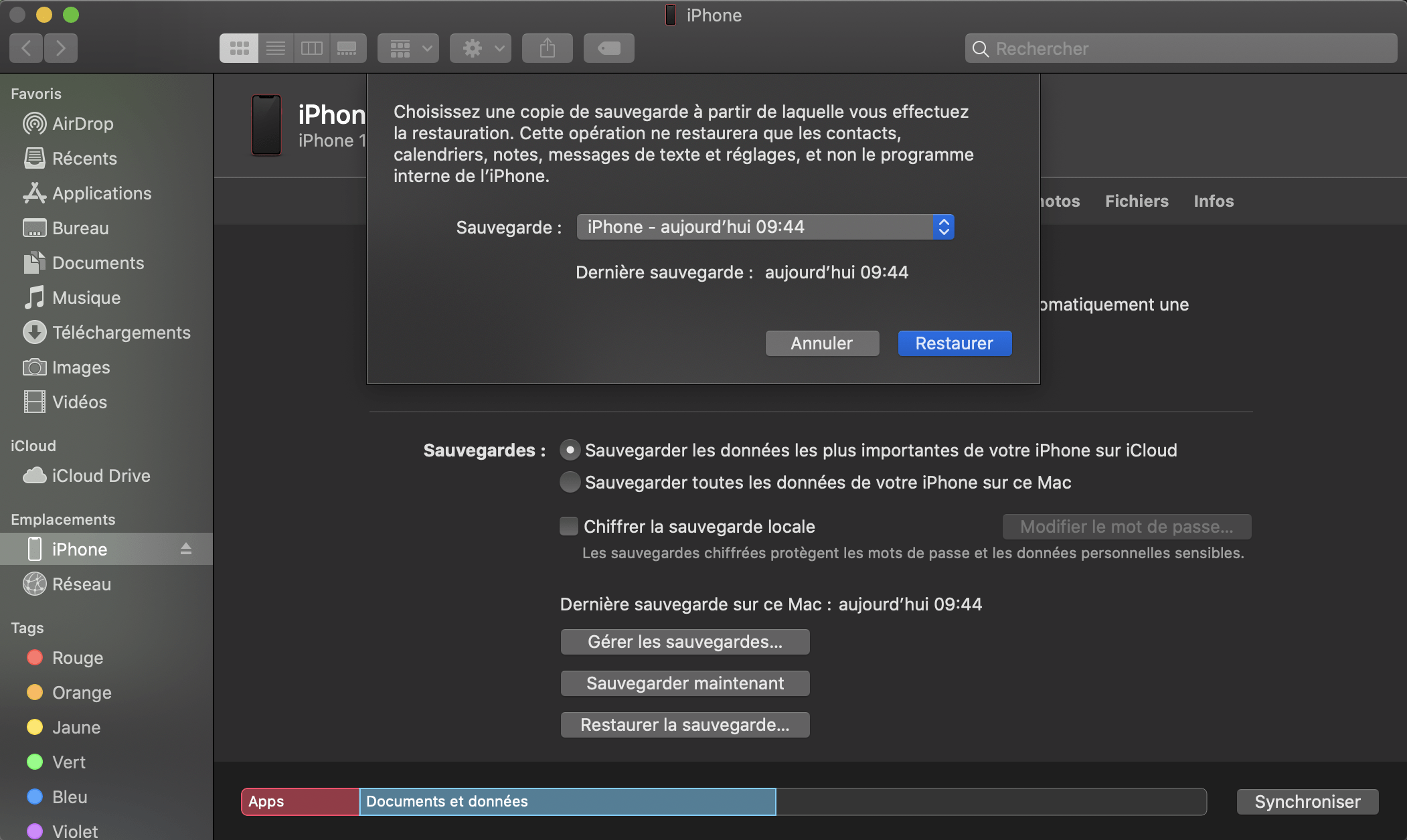 Sauvegarde iphone 12