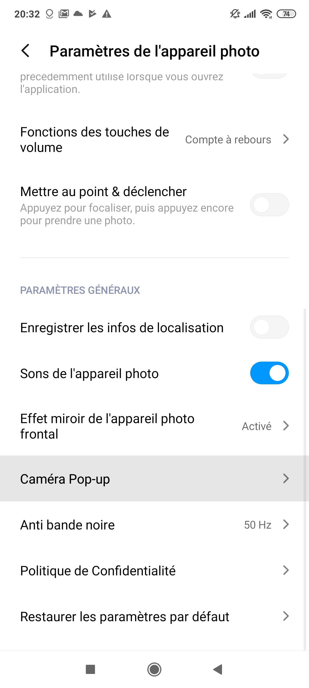 Option Caméra Pop-up Xiaomi Poco F2 Pro