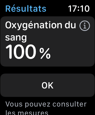 Apple Watch Series 6 oxygénation du sang résultat mesure