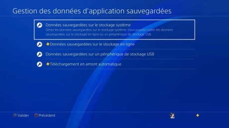 PS+ Playstation 4 PS4 stockage données application syst