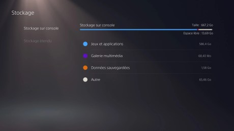 Les jeux stockés sur la PS5 DE