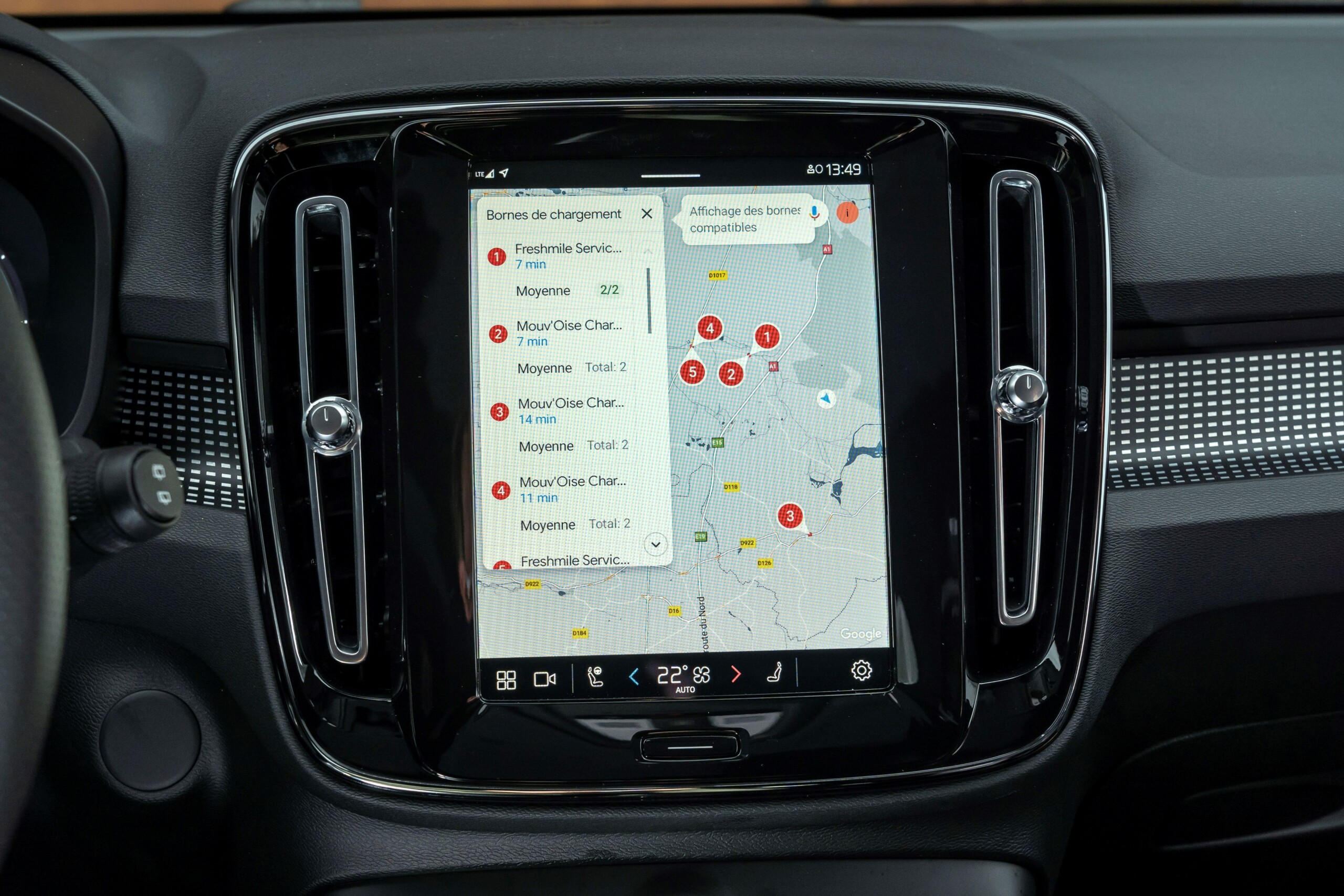L'interface Android Auto sur le Volvo XC40 Recharge Twin / Source : ACE Team pour Volvo Cars France