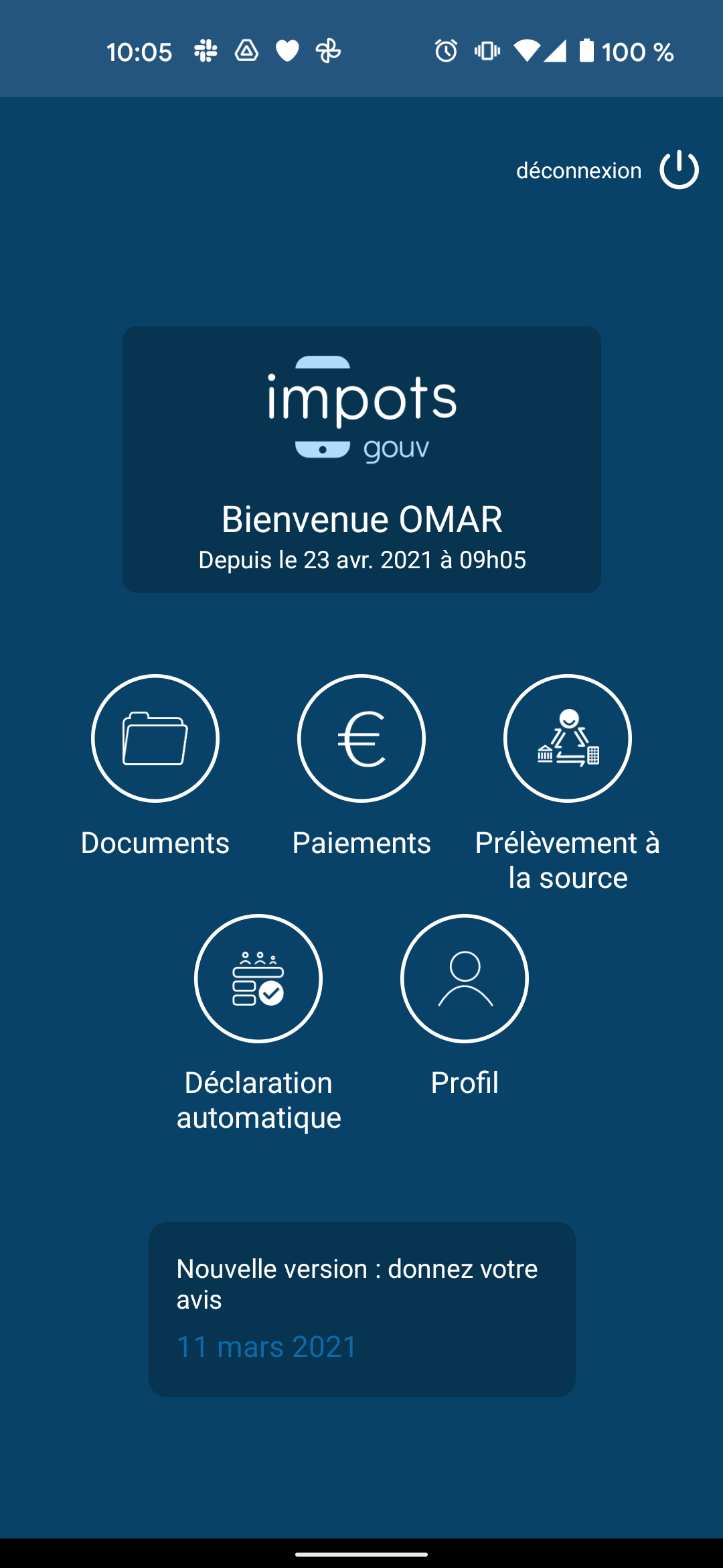 Impots application déclaration 2