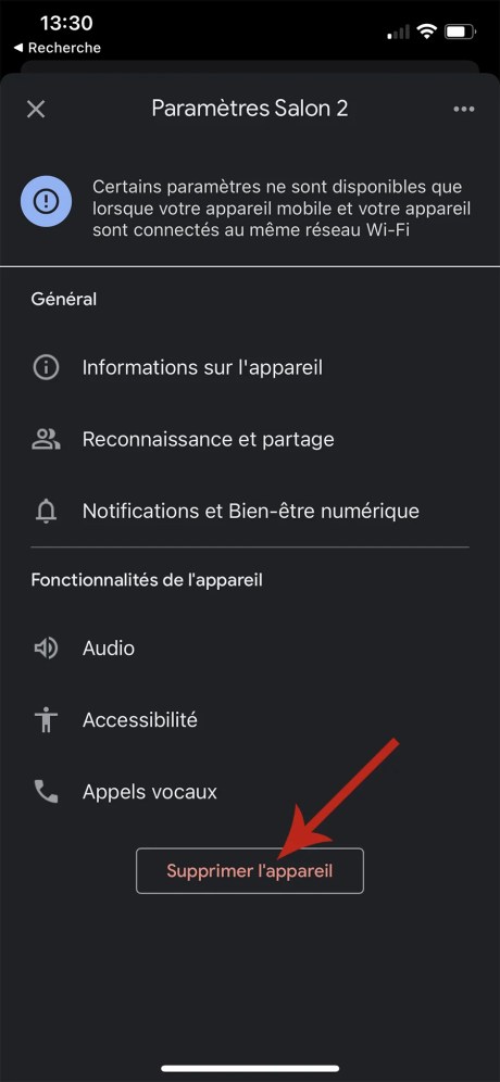 Capture app Google Home réinitialisation 04