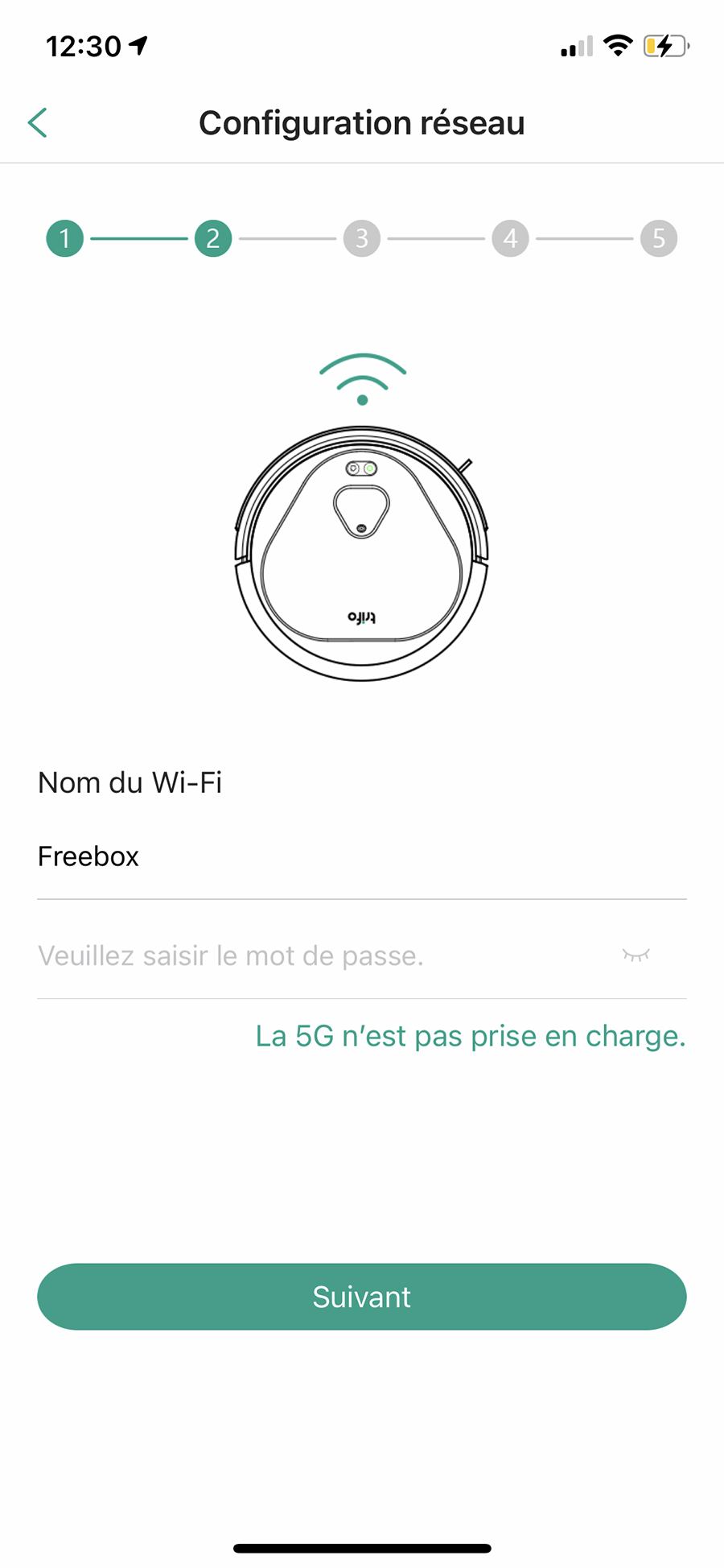 Entrez votre code Wi-Fi pour que le robot s’y connecte // Source : Frandroid / Yazid Amer