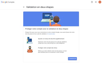 Pour valider votre compte en deux étapes, il suffit de définir un second mode de réception du code // Source : Google