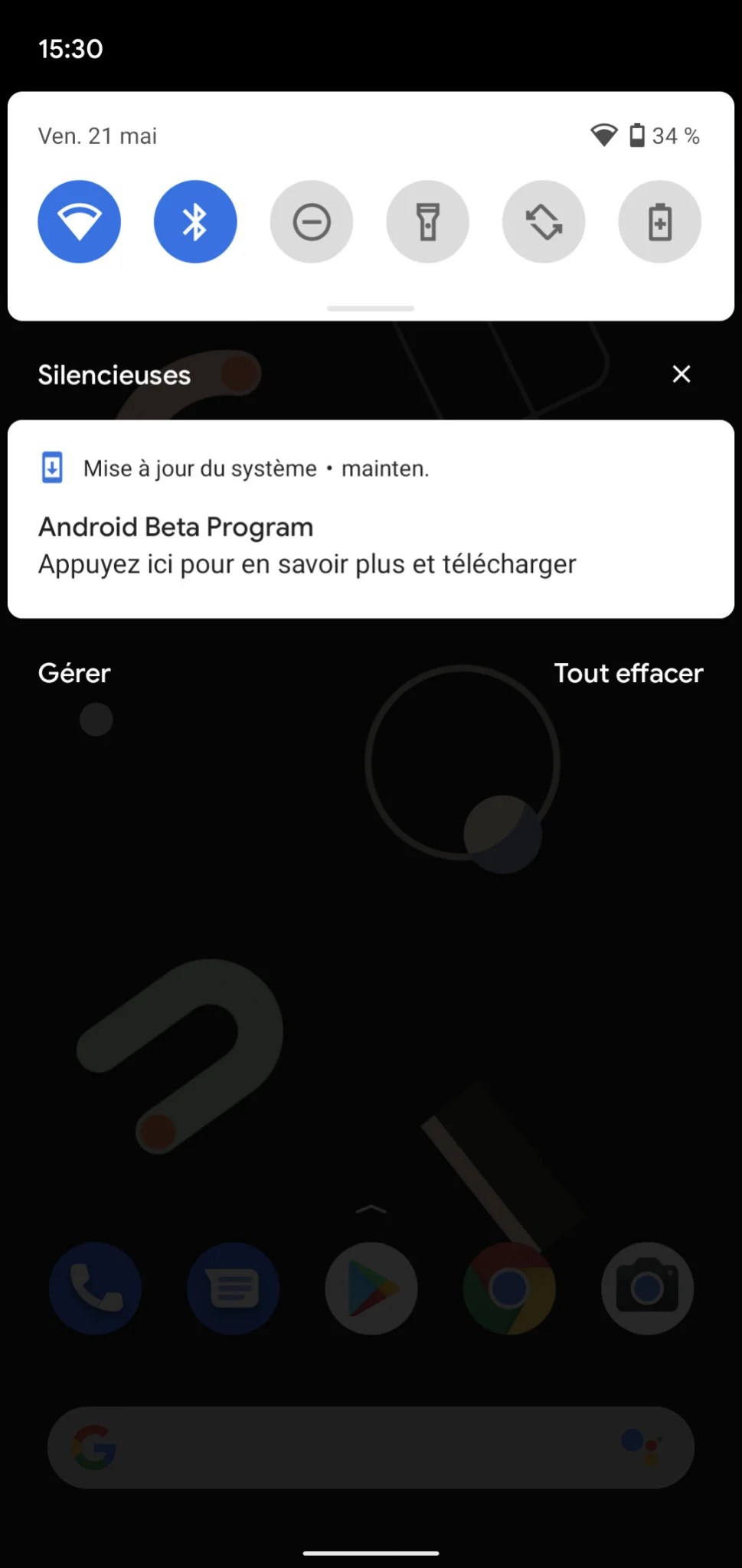 Installation de la bêta 1 d'Android 12