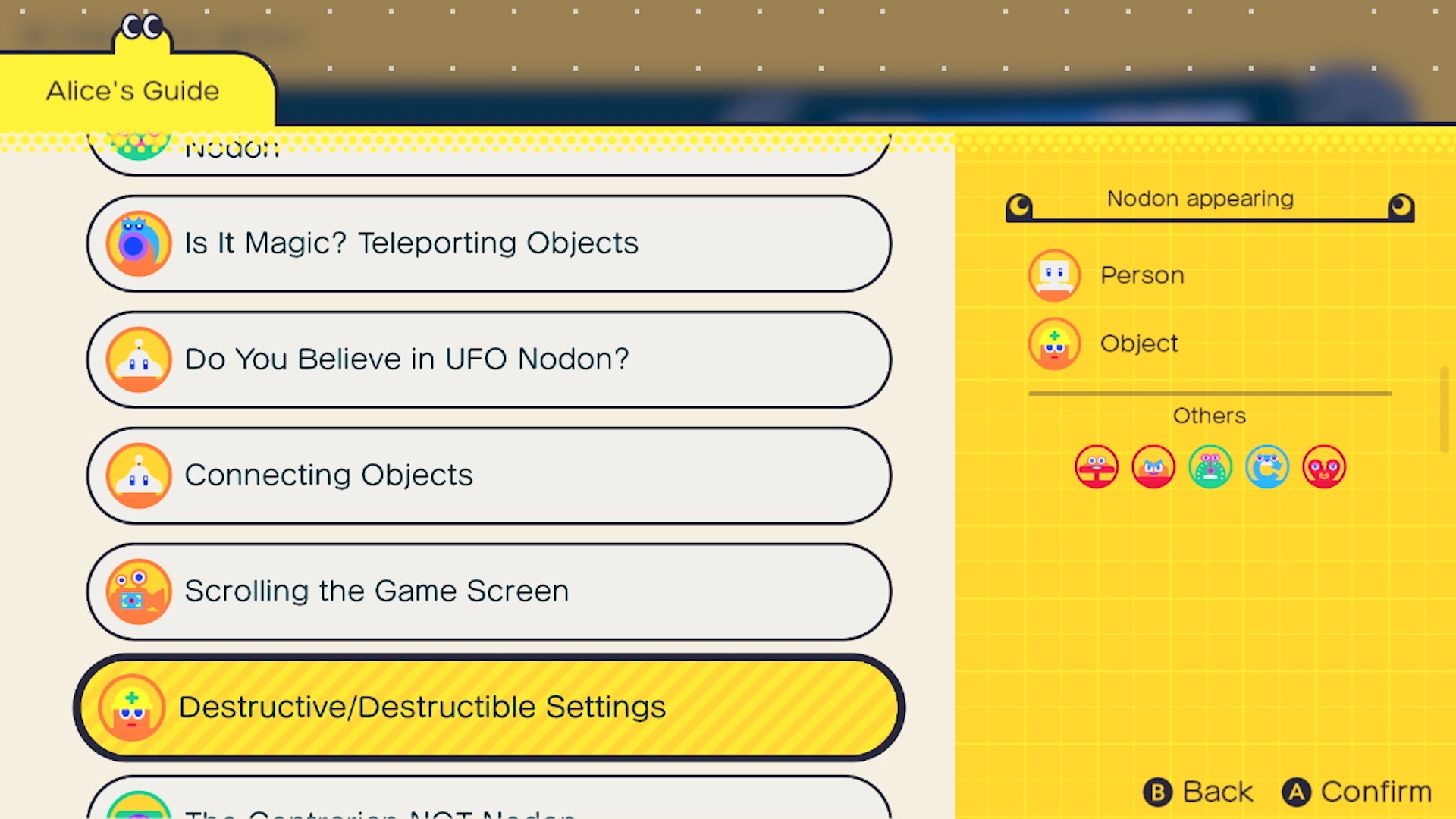 L'Atelier du jeu vidéo Nintendo menu
