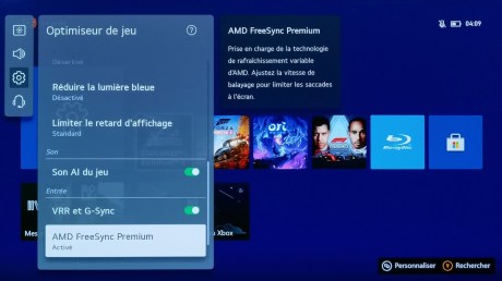 Le téléviseur est compatible avec VRR, ALLM, G-Sync et FreeSync.