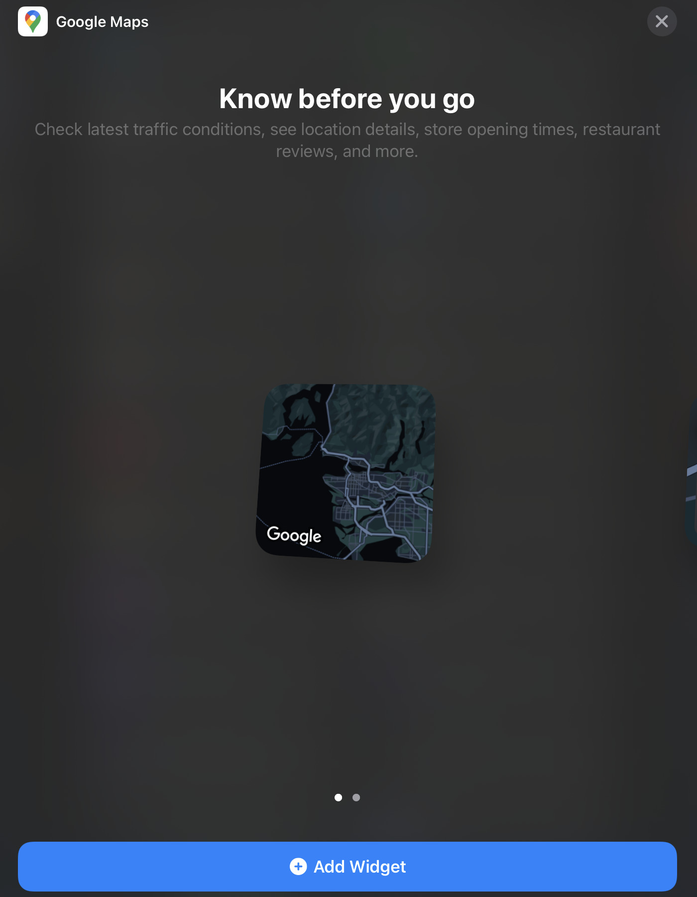 Google Maps widget iOS