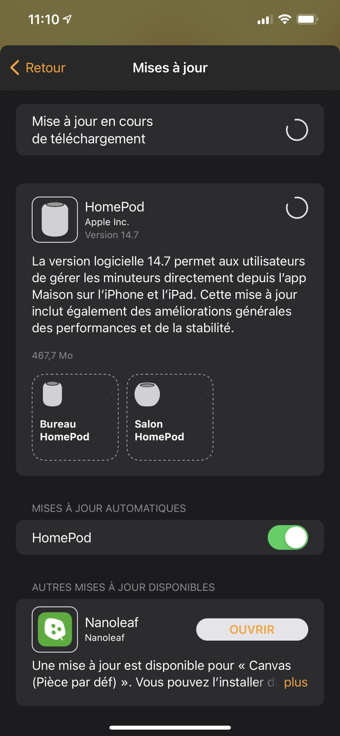 Homepod app maison mise à jour