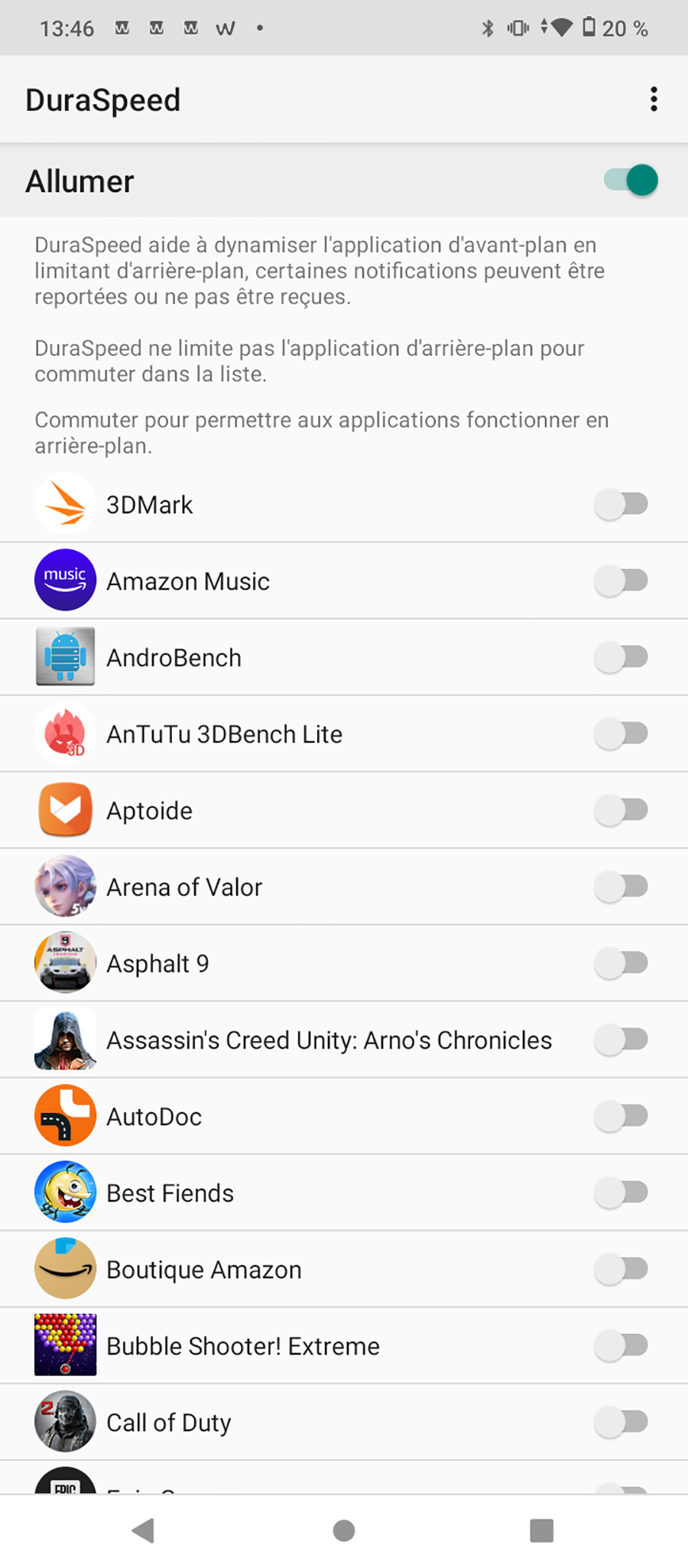 DuraSpeed privilégie l'allocation de ressources à des apps de votre choix, mais cela ne change pas grand chose au final // Source : Frandroid - Yazid Amer