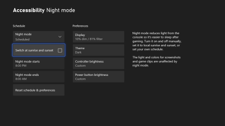 Le mode nuit arrive sur la Xbox // Source : Xbox