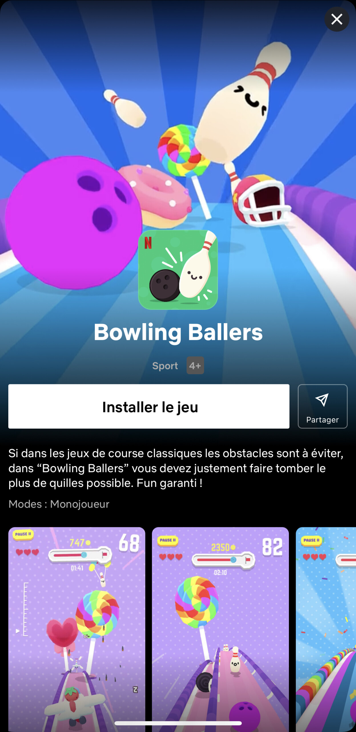 Bowling Ballers, le nouveau titre Netflix Jeux disponible // Source : Frandroid
