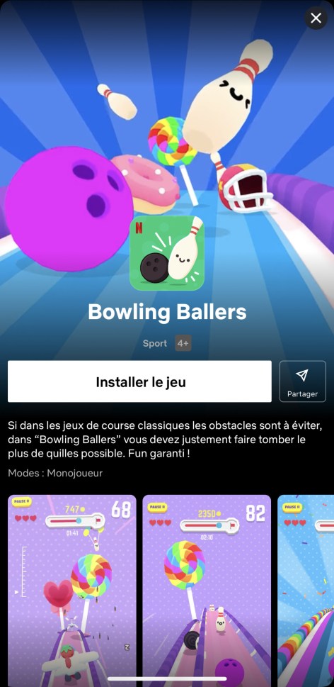 Bowling Ballers, le nouveau titre Netflix Jeux disponible // Source : Frandroid