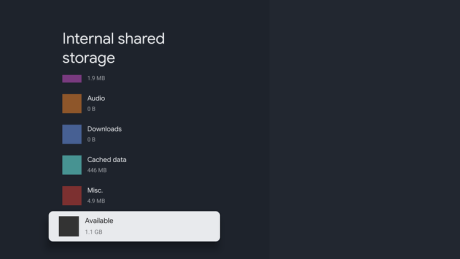 Après la mise à jour du Google Chromecast avec Google TV, 1,1 GB sont disponibles.