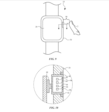 L'utilisation du capteur optique sur l'Apple Watch // Source : USPTO