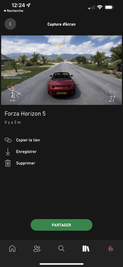 Une capture de Forza Horizon 5 à partager dans l'app Xbox // Source : FRANDROID