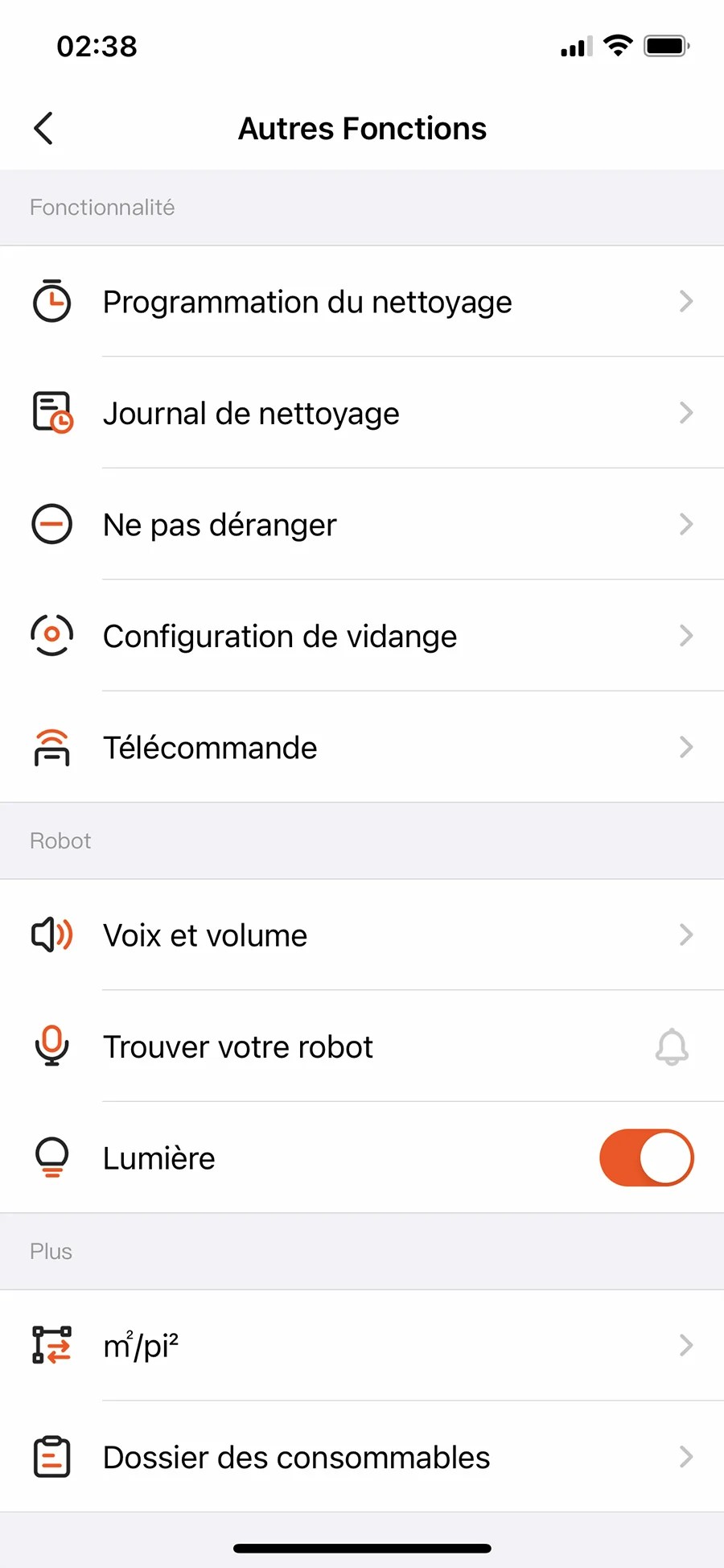 Les paramètres du robot sont dans le menu Autres Fonctions // Source : Frandroid / Yazid Amer