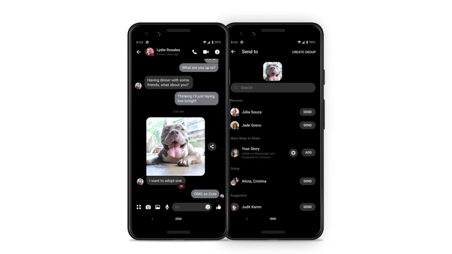 Dans les conversations chiffrées, Messenger intègre le transfert. // Source : Meta