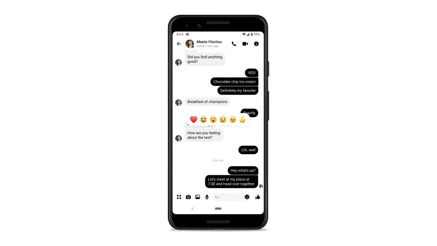 Dans les conversations chiffrées, Messenger intègre les réactions. // Source : Meta