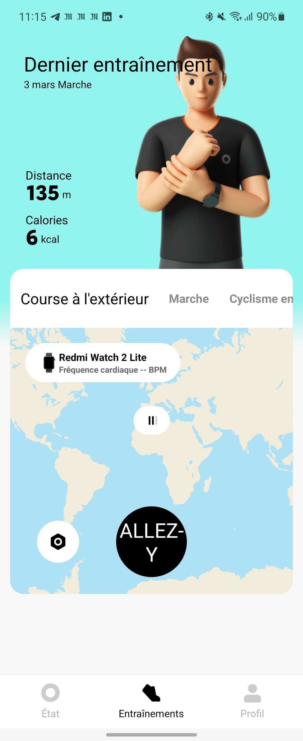 L'application Xiaomi Wear utilisée avec le Redmi Watch 2 Lite. // Source : Frandroid