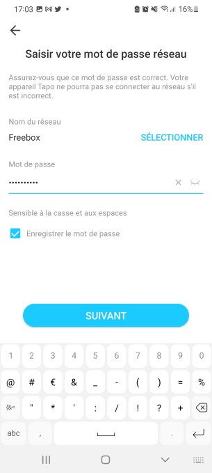 La configuration réseau vous demande votre code Wi-Fi // Source : Yazid Amer - Frandroid