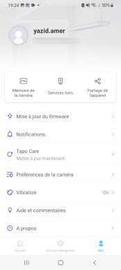 L’onglet Moi donne accès à des paramètres de la caméra et de votre compte // Source : Yazid Amer - Frandroid