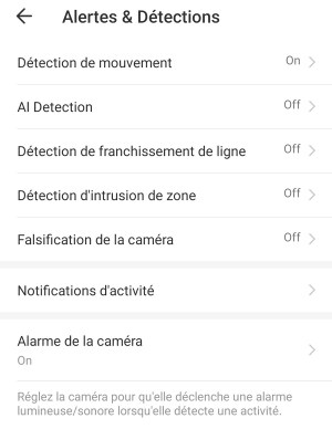 Pensez à passer par Alertes & Détections pour affiner vos paramètres en fonction de vos besoins en détection // Source : Yazid Amer - Frandroid