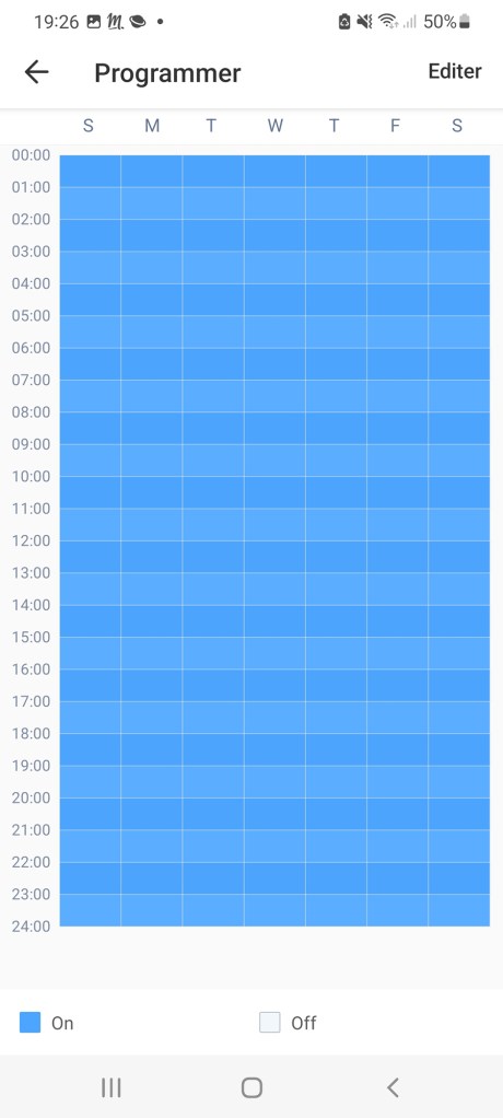 Vous pouvez programmer des plages d'activités très précise sur une semaine entiére // Source : Yazid Amer - Frandroid