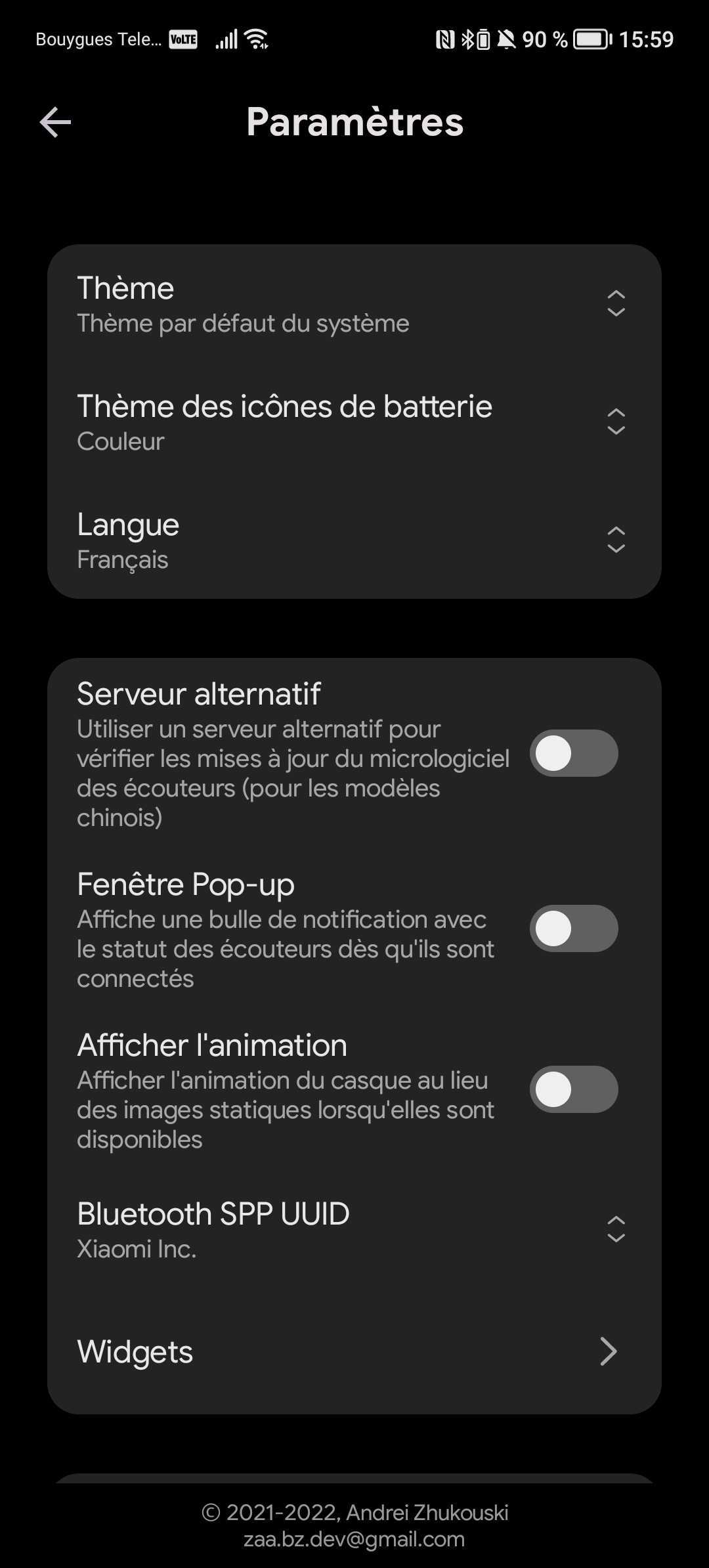 L'application Mi Buds M8 pour paramétrer les écouteurs // Source : Frandroid