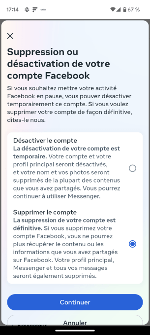 Supprimer Facebook compte 10