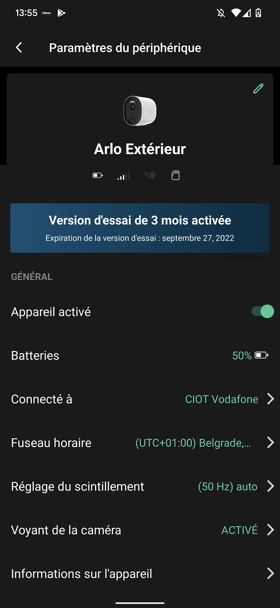 Ici, vous gérez directement les options disponibles pour votre caméra // Source : Yazid Amer - FRANDROID