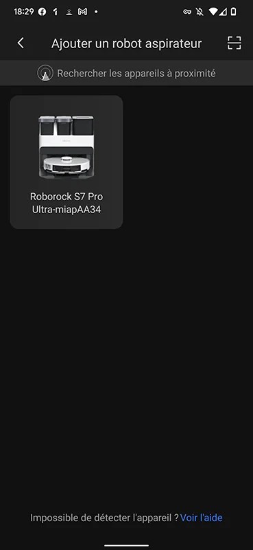 Normalement, le robot sera automatiquement repéré par l’app, sinon la procédure manuelle est toujours disponible // Source : Yazid Amer - Frandroid