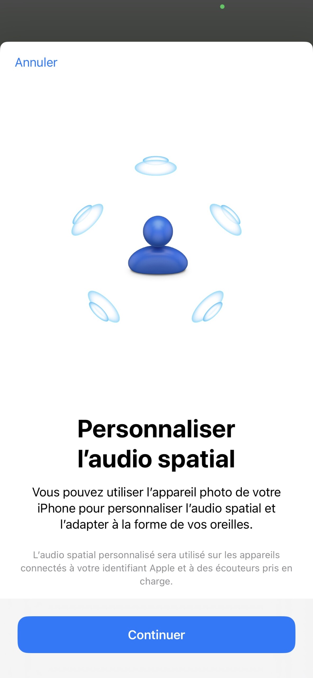 Sous iOS 16, la personnalisation de l'Audio Spatial est automatiquement proposée.