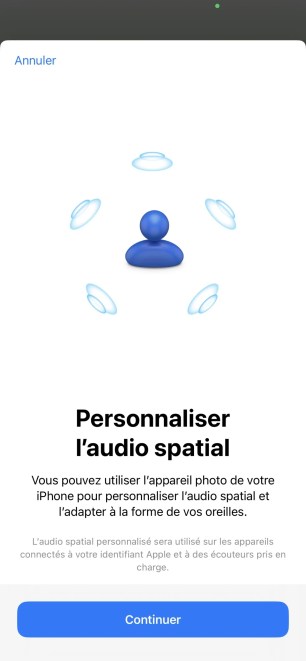 Sous iOS 16, la personnalisation de l'Audio Spatial est automatiquement proposée.