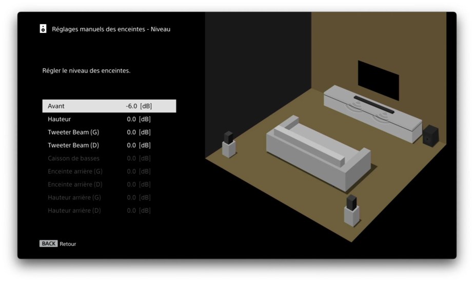 Menu OSD Sony HT-A5000