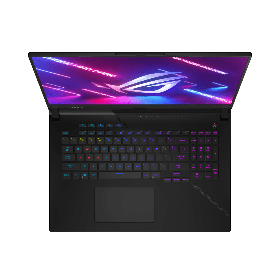 Top down view of the ROG Strix SCAR 17 with per-key keyboard (Grand)