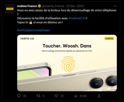 realme France dernier post twitter