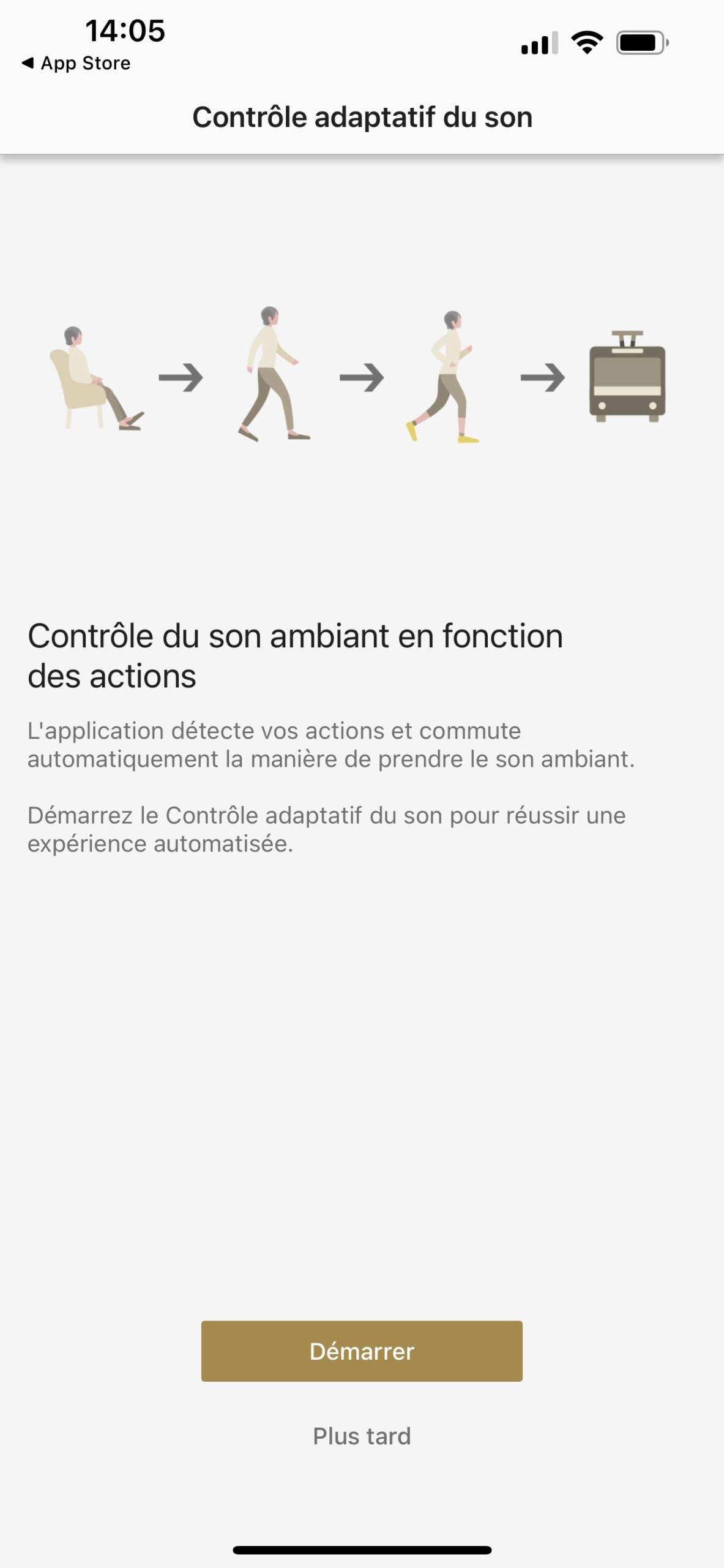 L'app Sony Headphones peut déclencher automatiquement le mode transparence, selon les mouvements de l'utilisateur.