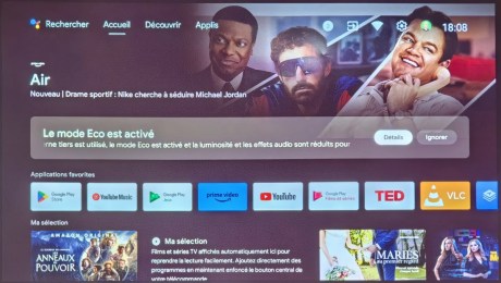 La page d'accueil Android TV.