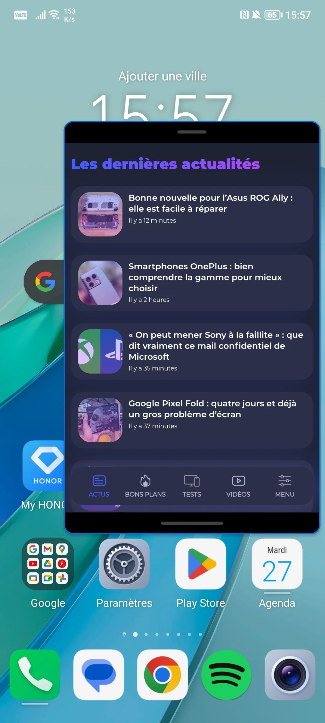 Magic UI 6.1 sur le Honor Magic5 Lite // Source : Frandroid