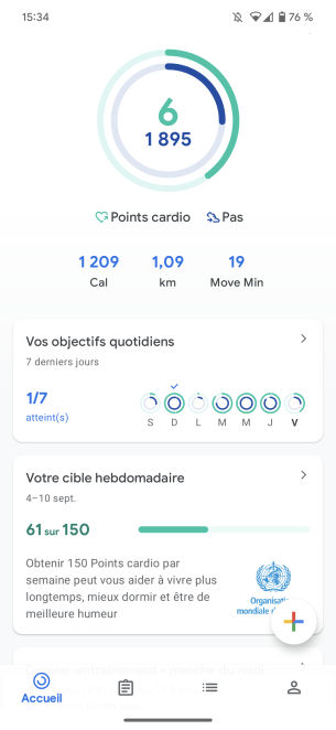 Aperçu de l'application Google Fit