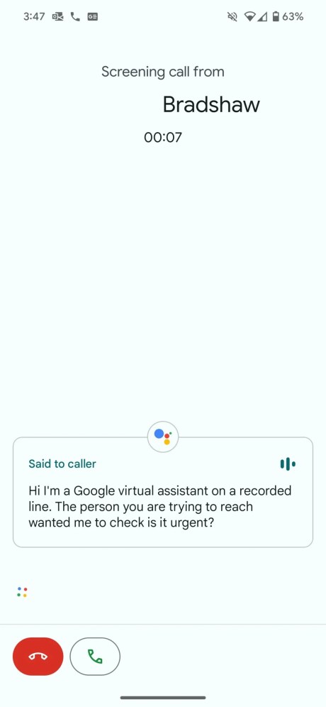 google call screen